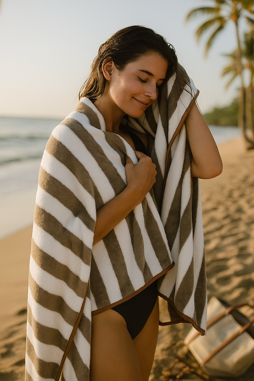 towel mocha stripe